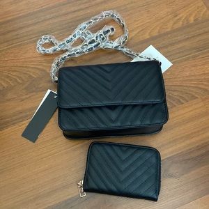 Cute purse on chain flap bag w/ wallet
